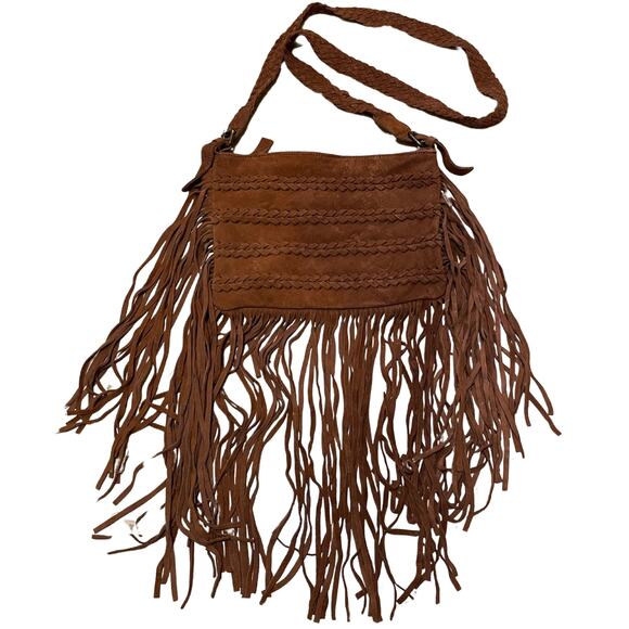Muche et Muchette Fringe Suede Crossbody Bag | Boho Braided Strap, Festival - Picture 2 of 7